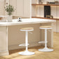 Wood Barstools Set of 2, Swivel Bar Stools with Adjustable Height for Kitchen Counter, Natural Wood and White
