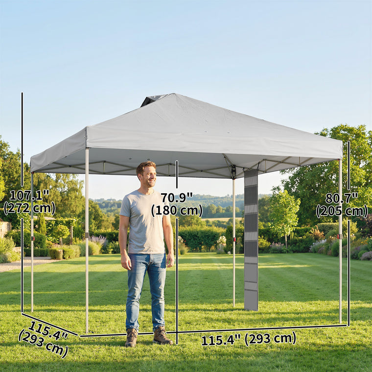 9.6' x 9.6' 1-Button Push Pop-Up Canopy Tent with Pockets