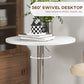 High Top Bar Table, Adjustable Round Kitchen Table with Swivel Top and Steel Base, Bistro Table for 2 People, White