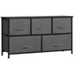 Linen Drawer Cabinet Organizer Storage Dresser Tower with 5 Removable Drawer Metal Frame Adjustable Feet for Living Room, Kitchen, Bathroom, Dark Grey