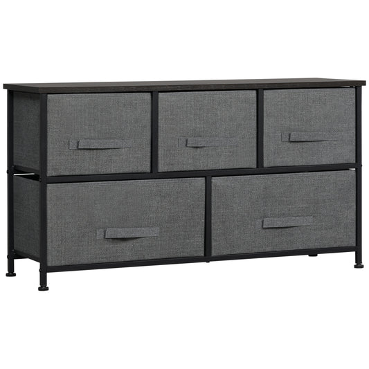 5-Drawer Storage Dresser Tower - Dark Grey
