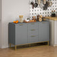 Sideboard Storage Cabinet with 3 Drawers, Adjustable Shelves and Doors, Kitchen Buffet Cabinet for Dining Room, Grey