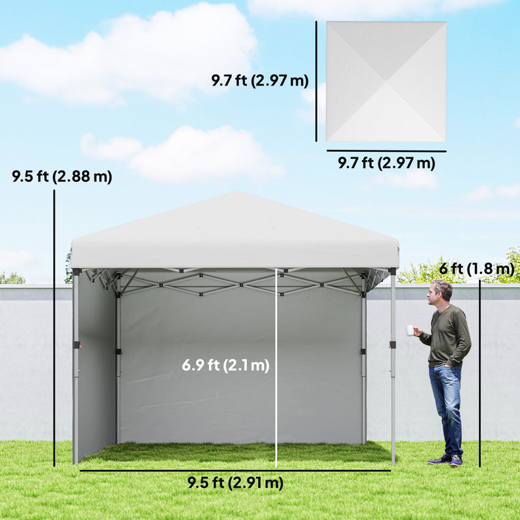 10' x 10' White Pop-Up Canopy with Sidewalls & Roller Bag