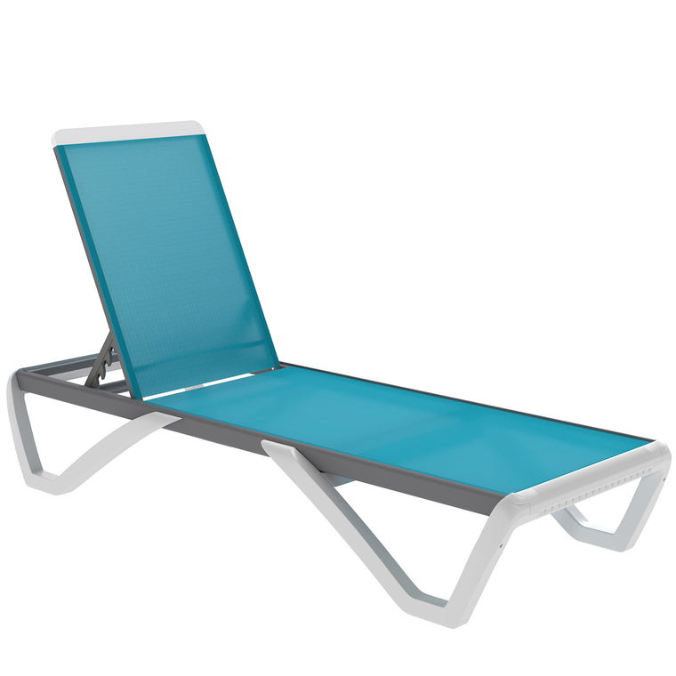 Aluminum Chaise Lounge with 5-Level Back and Wheels