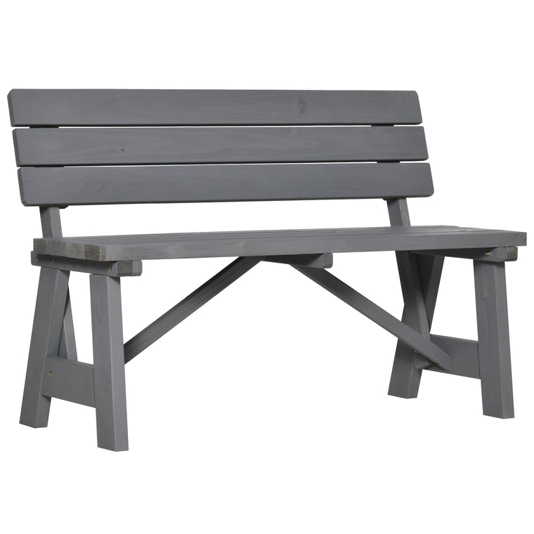 Grey Wooden Garden Bench for 2 Persons