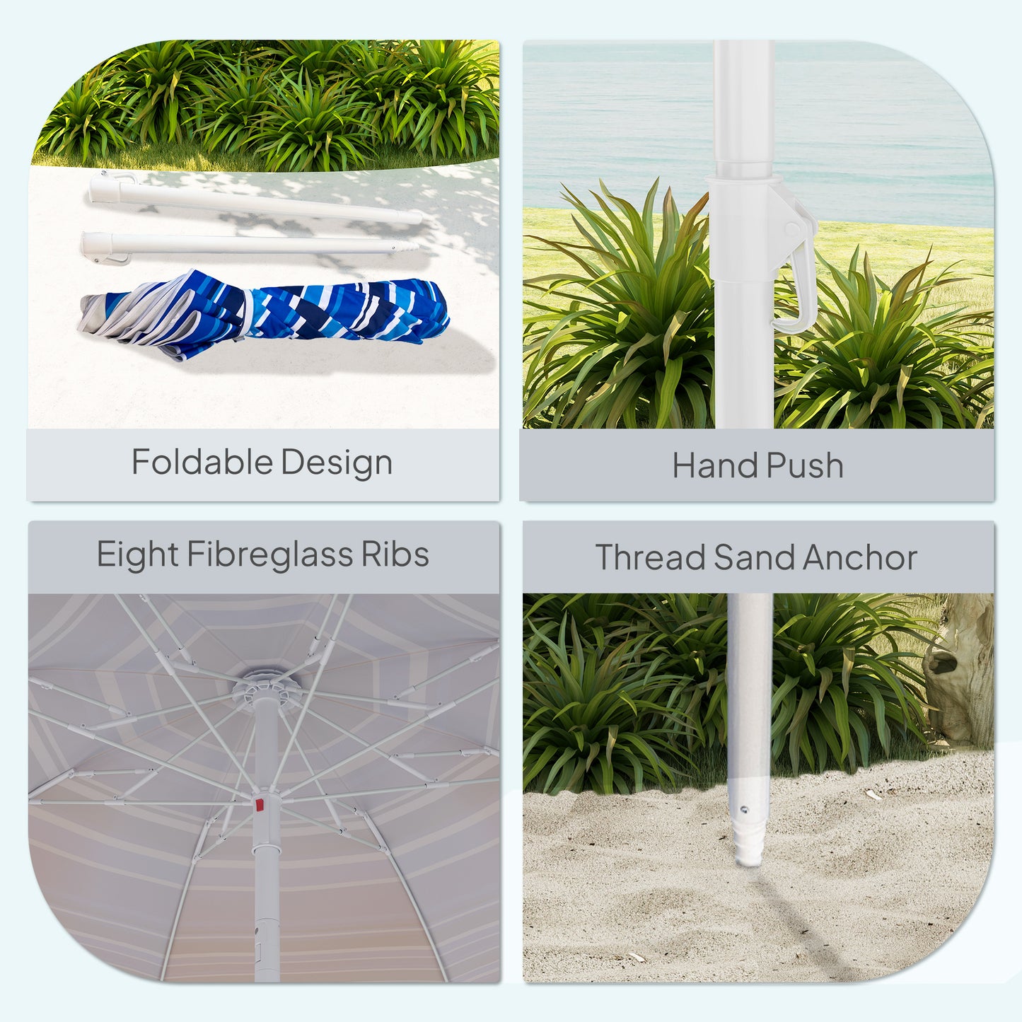 70.9" Multicolor Portable Beach Umbrella with UV50+ Ruffle & Tilt