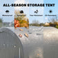 10' x 10' Outdoor Storage Tent, Heavy Duty and Waterproof Portable Shed for Bike, Motorcycle & Garden Tools, Light Grey