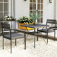 2 Piece Outdoor Dining Chairs with Aluminum Frame, Soft Cushion, for Deck, Garden, Balcony, Poolside, Grey