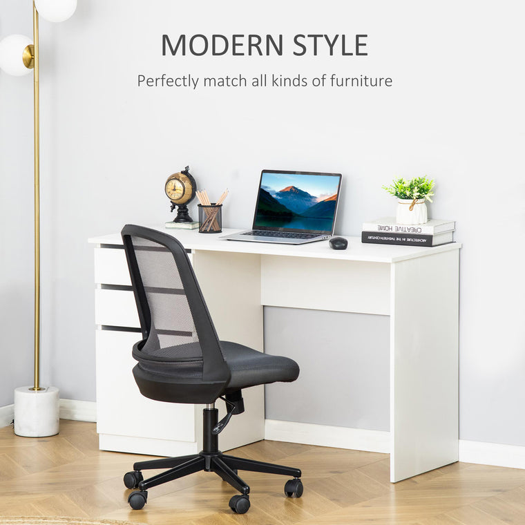 Computer Desk with Storage Drawer and Cabinet - White