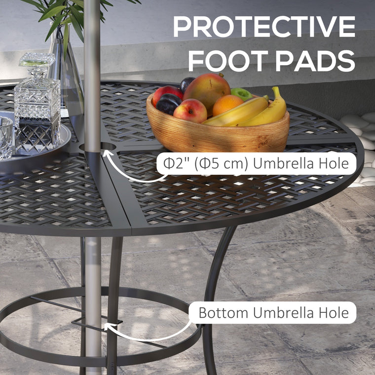 42" Round Metal Dining Table with Umbrella Hole