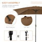 6.5x10ft Rectangle Aluminum Tilt Patio Umbrella, Garden Market Parasol, Outdoor Sunshade Canopy with Crank, Coffee