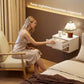 Set of 2 Wall Mounted Bedside Tables, Floating Nightstands with Fluted Drawer and Open Shelf for Bedroom, White