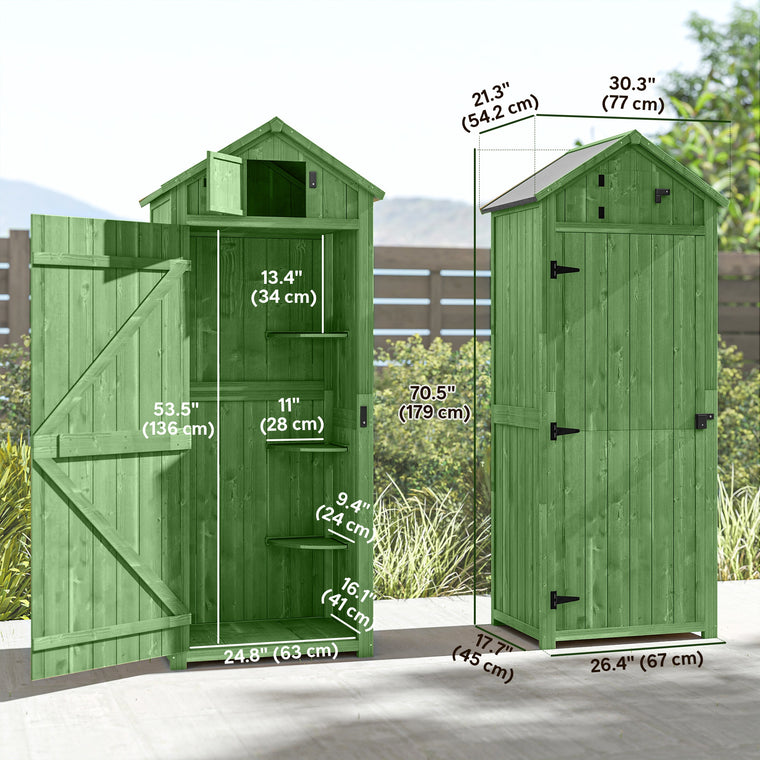 30" x 21" x 71" Garden Shed with Tiered Shelves