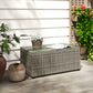 Wicker Outdoor Coffee Table, PE Wicker Rectangular Patio Table with Tempered Glass Top for Garden, Balcony, Dark Grey