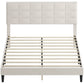 Queen Size Bed Frame with Upholstered Headboard, Modern Platform Bed Frame with Wood Slats, 1100 lbs Capacity, Cream