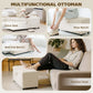 Storage Ottoman, Upholstered Corduroy End of Bed Bench with Thick Padding, Storage Bench for Bedroom, Beige