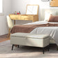 40" Ottoman with Storage, Linen Upholstered Storage Ottoman Bench with Steel Legs for Living Room, Bedroom Cream White