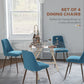Upholstered Dining Chairs Set of 4, Velvet Accent Chair with Back and Wood-grain Steel Leg for Kitchen, Blue