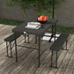 Folding Picnic Table with 2 Benches, 3-Piece Portable Outdoor Picnic Table Bench Set for 4, Patio Dining Table Set with Plastic Top, Steel Frame for Garden, Dark Grey