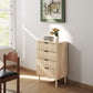 Chest of Drawers, 4 Drawer Dresser with Fluted Panels and Solid Wood Legs, Storage Cabinet for Living Room, Oak