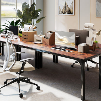 79" Computer Desk with Metal Legs - Rustic Brown