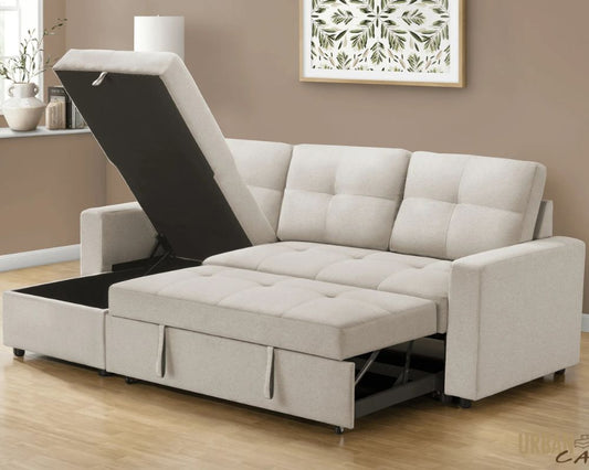 Venice Sleeper Sectional Sofa Bed with Reversible Storage Chaise