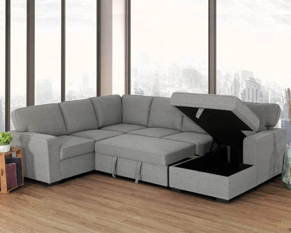 Santa Cruz Large Sleeper Sectional Sofa Bed with Storage Chaise