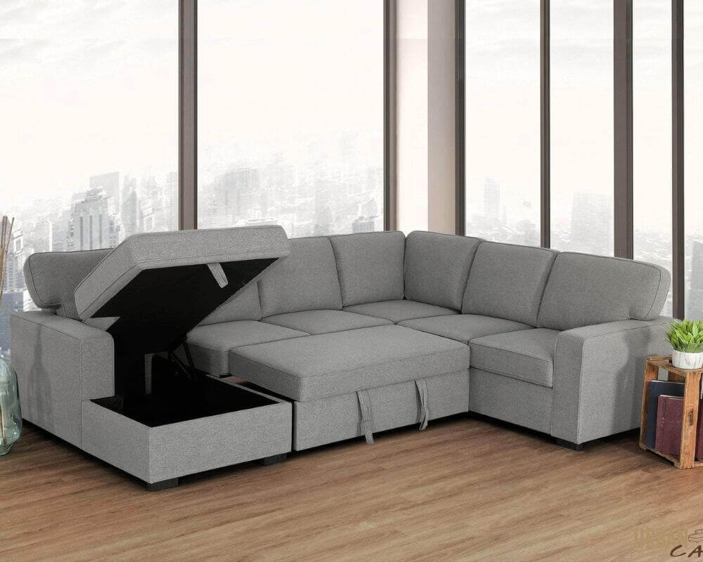 Santa Cruz Large Sleeper Sectional Sofa Bed with Storage Chaise