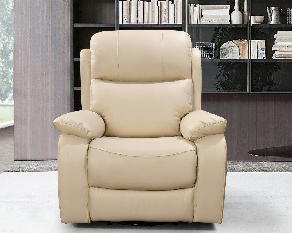 Manual Cream Leather Recliner