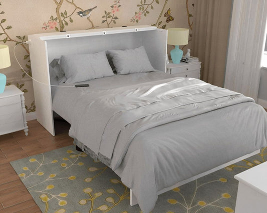 Hyde White Murphy Cabinet Bed with Memory Foam Mattress