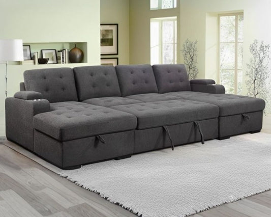 Lancaster U-Shaped Sleeper Sectional Sofa Bed with Storage Chaises