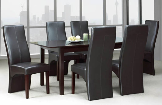 Elegant Espresso Finish Dining Set with Bonded Leather Chairs