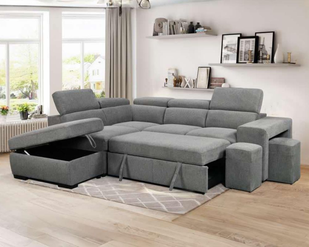 Bel Air Convertible Sleeper Sectional with Storage