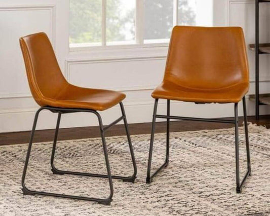 18" Industrial Faux Leather Dining Chairs (Set of 2) - In 2 Colours