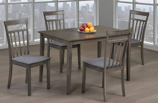 5-Piece Sturdy Grey Finish Table Set with Trestle Back Chairs