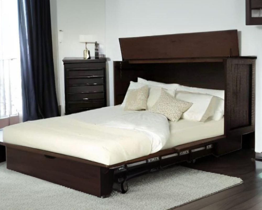 Bridger Queen Size Murphy Cabinet Bed in Auburn