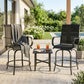 Outdoor Bar Stools Set of 2, 360° Swivel Bar Height Chairs, 26.8" x 29.5" x 48.4", Black