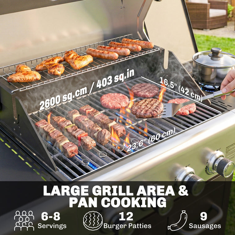 4-Burner Propane Gas Grill with Cast Iron Grates