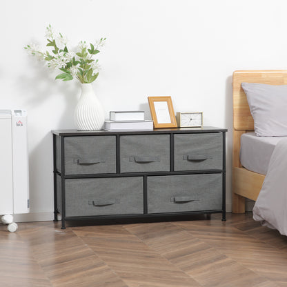 5-Drawer Storage Dresser Tower - Dark Grey