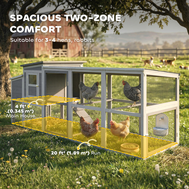 Large Wooden Chicken Coop with Covered Run & Nesting Box