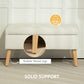 Storage Ottoman with Lid, Velvet Upholstered Storage Bench with Wood Legs for Living Room, Cream White