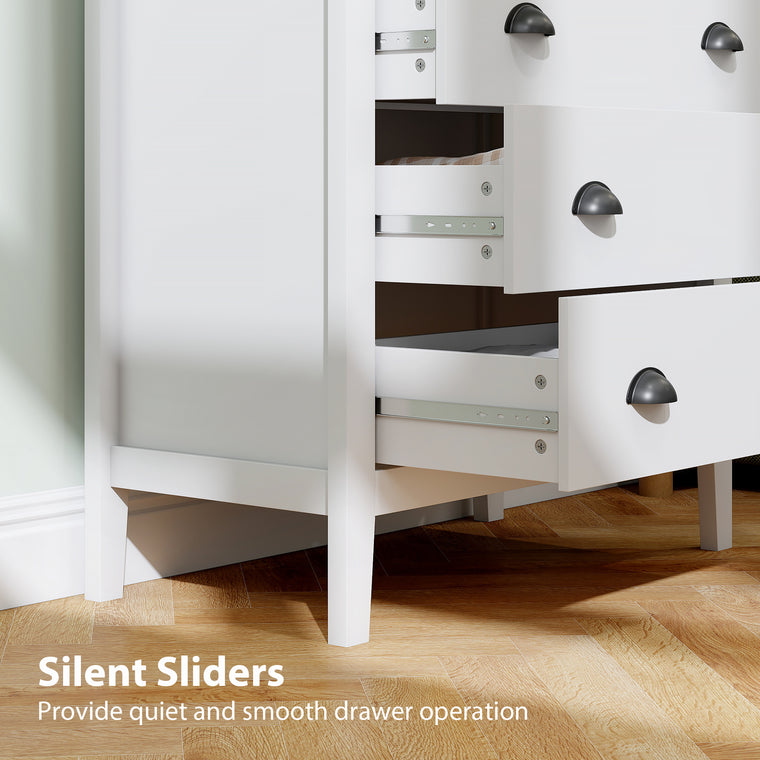 3-Drawer Dresser with Anti-Tipping and Quiet Slides - White