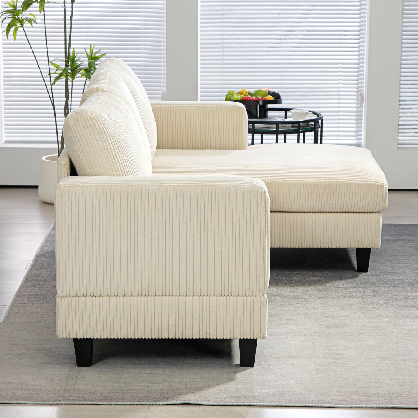 L Shaped Couch, L Shape Sofa with Chaise Lounge and Spring Cushion for Living Room, Bedroom, Beige