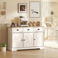 46.5" Buffet Cabinet, Farmhouse Sideboard with 3 Barn Doors and 3 Drawers for Living Room, Kitchen, White