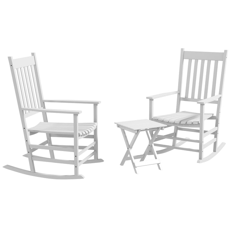 3-Piece Wooden Rocking Chair Set with Folding Table