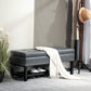 44" PU Leather Tufted Ottoman Shoe Bench Storage Chest Hallway Grey