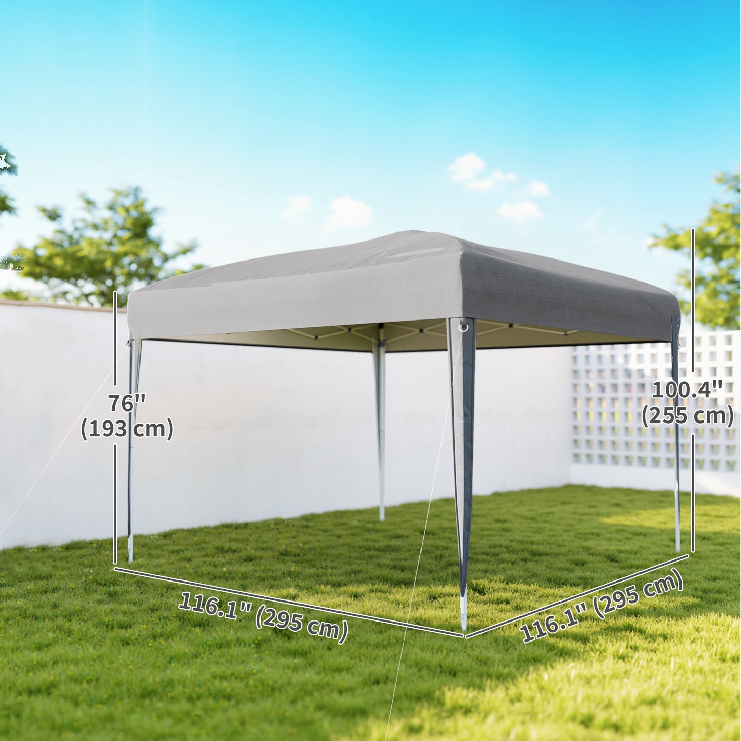 10 x 10ft Folding Pop Up Tent Outdoor Gazebo Canopy with Carrying Bag, Grey