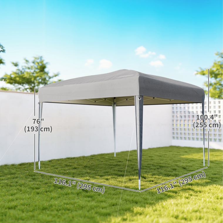 10' x 10' Grey Folding Pop-Up Canopy Tent with Carrying Bag