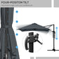 10x10ft Cantilever Umbrella Rotatable Square Market Parasol, 4 Adjustable Angle for Outdoor Backyard Patio Dark Grey
