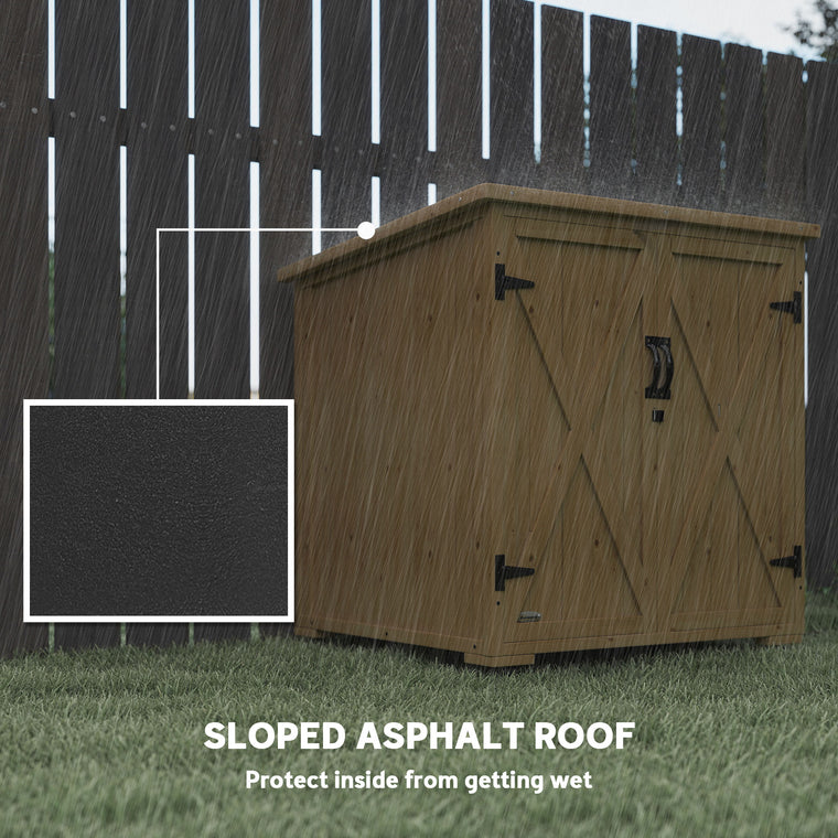 Wood Potting Shed Cabinet with Shelf and Double Doors